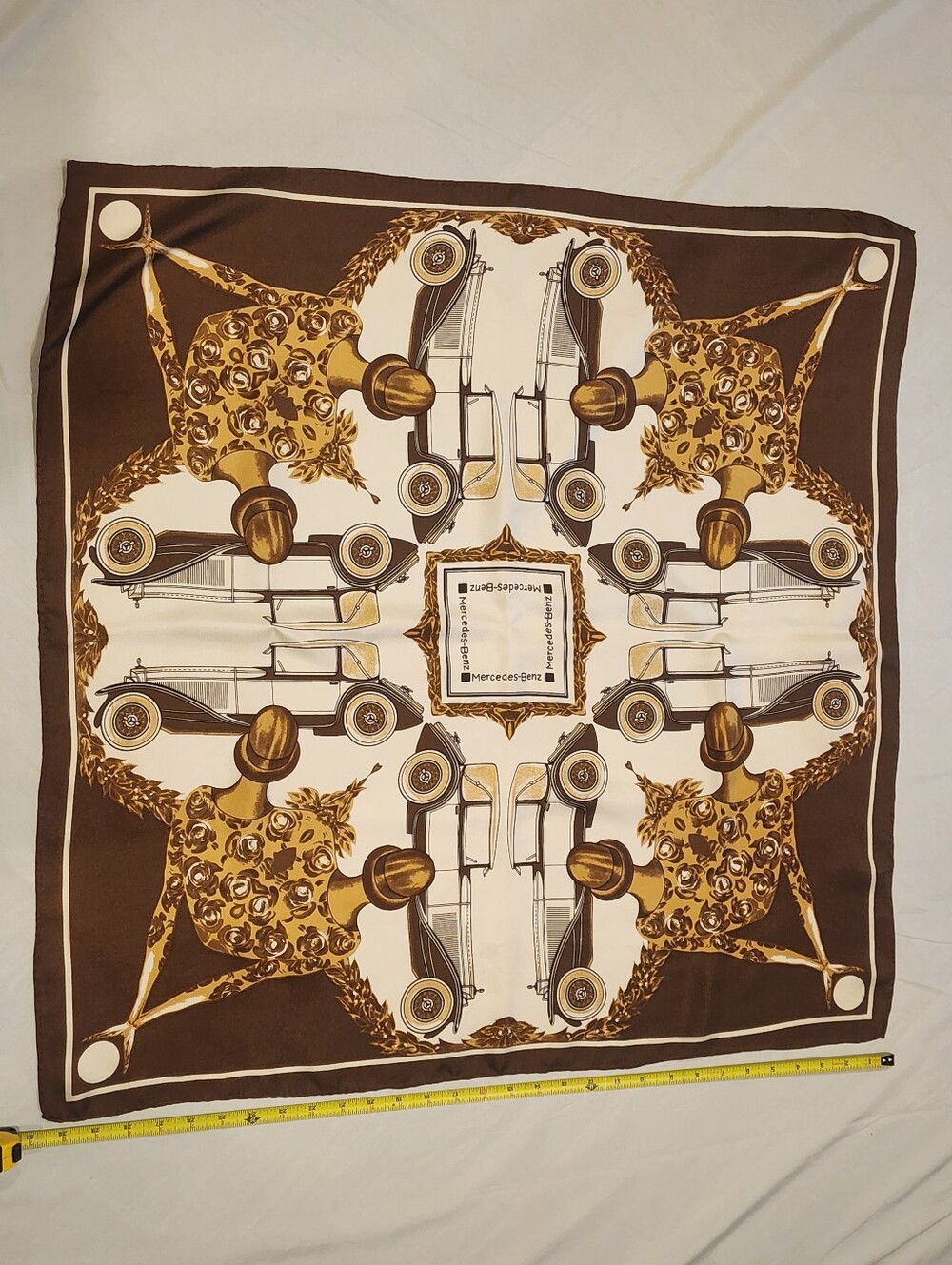 Mercedes Benz vintage silk scarf art deco car women print